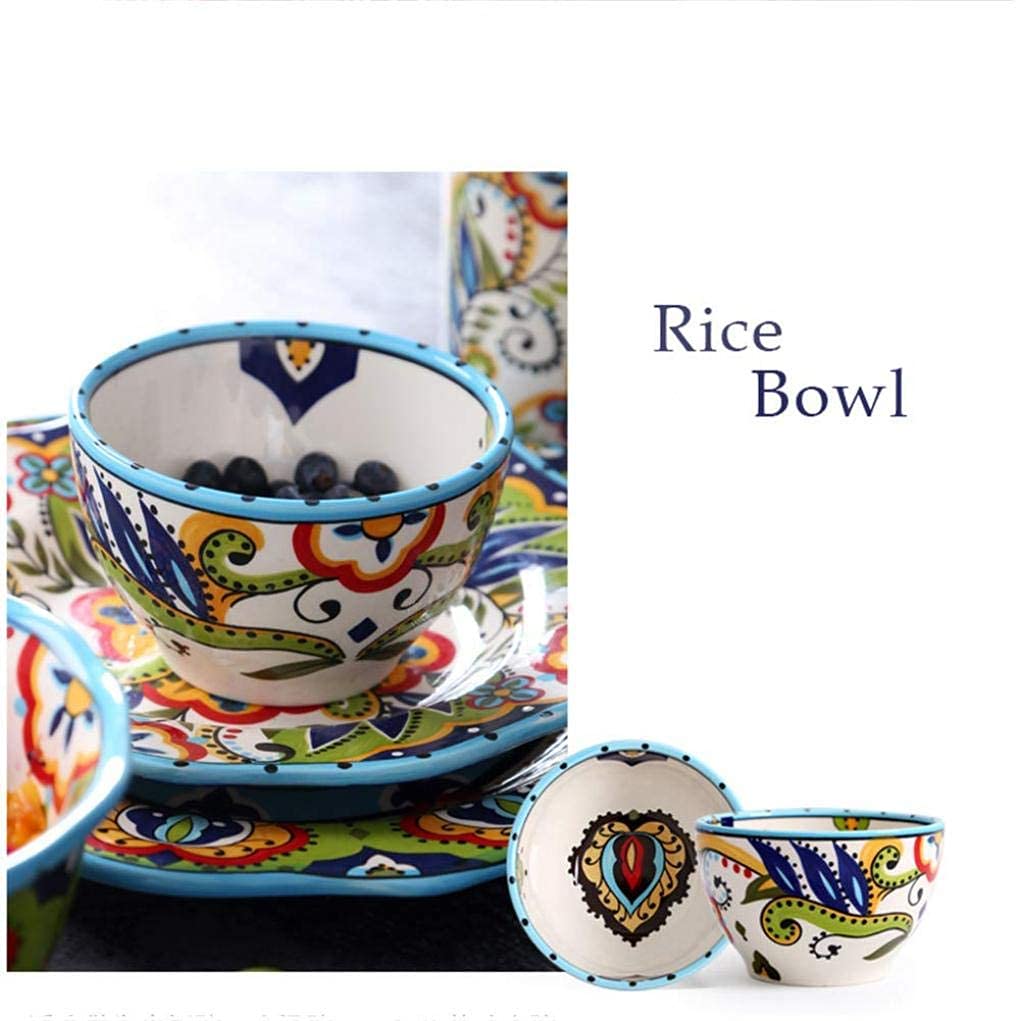 Elegancki zestaw obiadowy, 5 sztuk Vintage wzór pasterski porcelanowy zestaw obiadowy ceramiczna zastawa stołowa prezent na parapetówkę