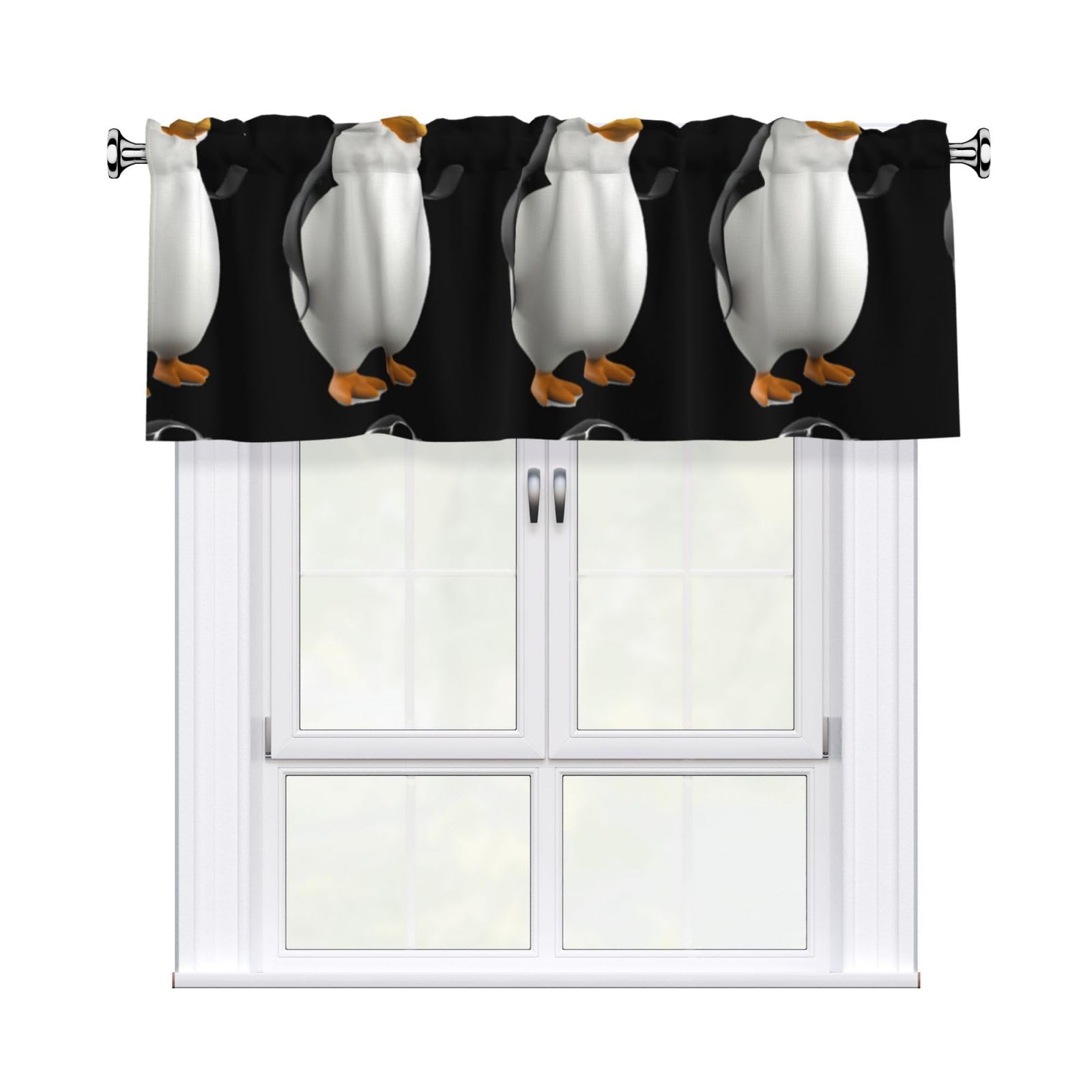 WHJSSF penguin with glasses Prints Housewarming Gift – Peach Skin Window Valance 54x18 for a Cozy Kitchen Refresh