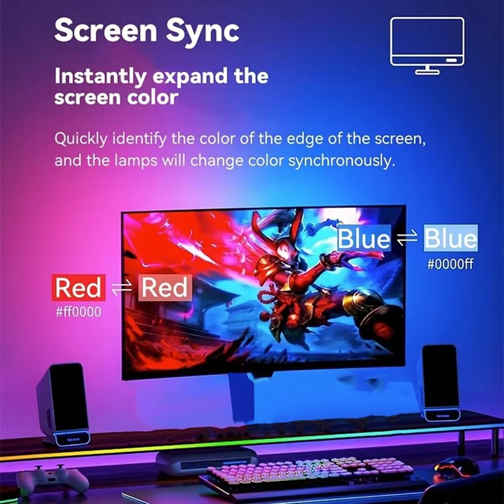 Comphic Computer Screen Synchronization Strip Monitor RGB LED PC Backlight Pickup Light for Esports Room for 24 Inch Monitor - Image 4