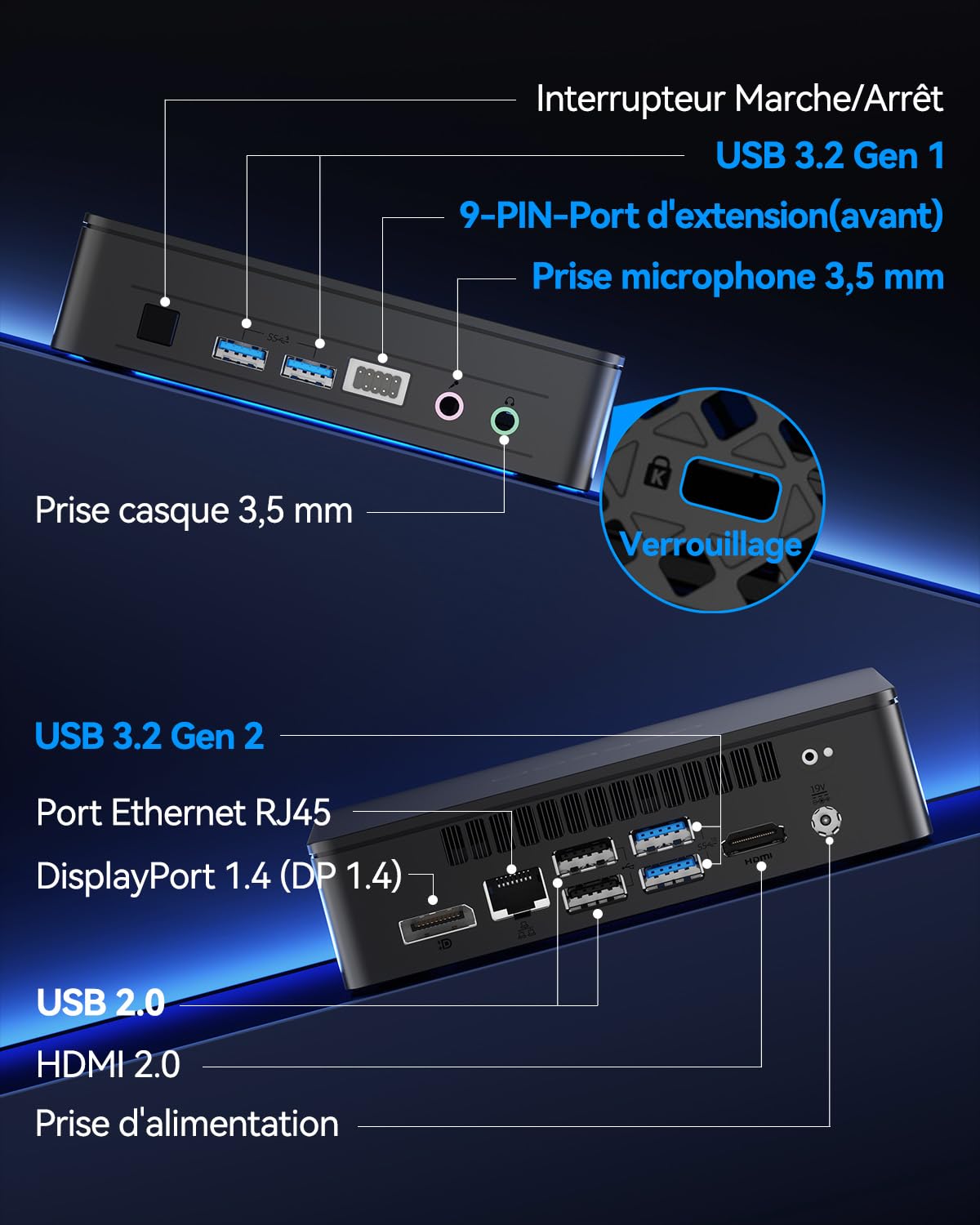 GEEKOM Air12 Lite Business Mini PC Intel N95, UHD Graphics,8 Go RAM DDR4 | SSD 256 Go, 6 ports USB, ports 9 broches, Achat en petite quantité Mini Ordinateur, idéal pour le bureau et le télétravail