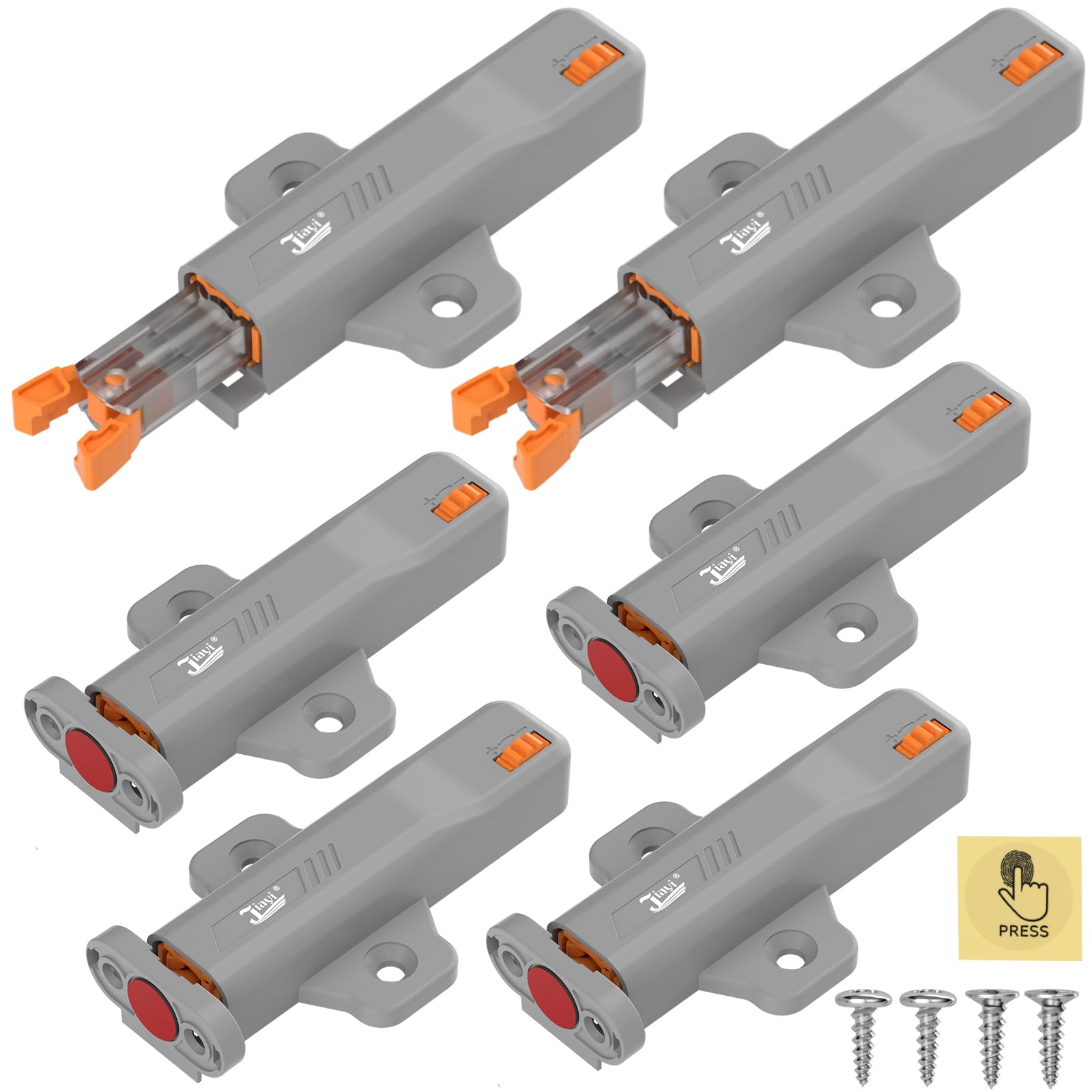 Loquet poussoir pour porte placard Jiayi non aimanté avec système à ressort, lot de 6
