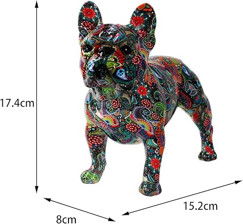 Miniatura 3 de Estatua de bulldog francés, estatuas de bulldog para decoración del hogar, estatua de animal, decoración de estante, escultura artística de graffiti