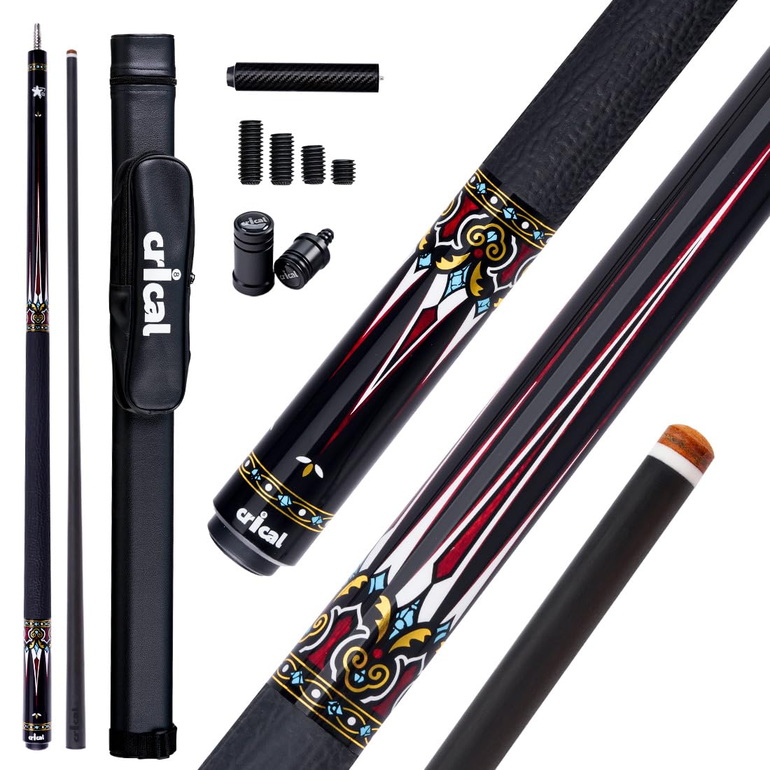 CRICAL Karbonfaser-Pool-Queue-Stick CXD-Serie, professionelle Poolsticks mit super niedriger Ablenkung, Profi-Kegelschaft, Poolqueue, Turnierniveau, Billardqueues mit 12,5 mm Spitze