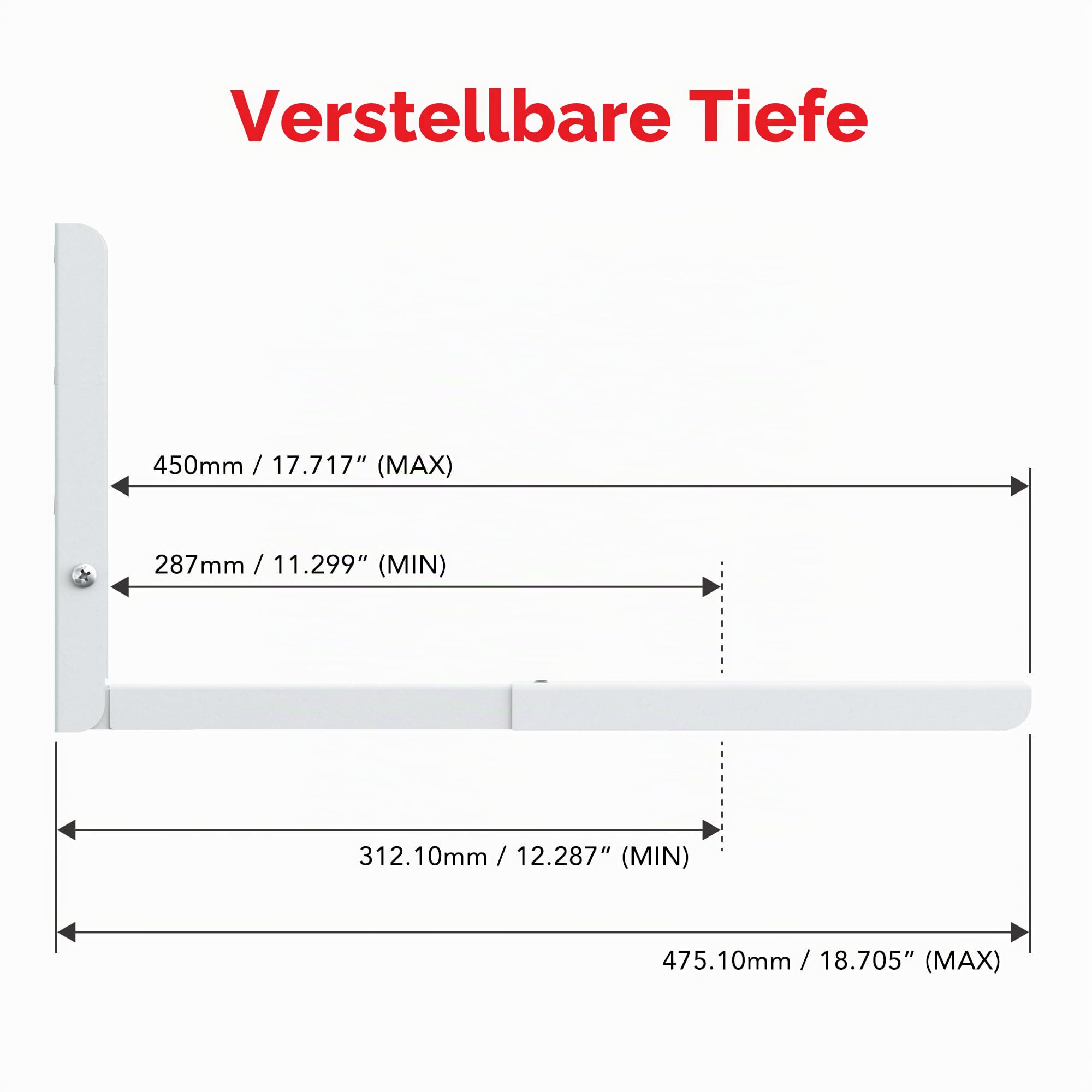 AVF EM60W-A Universal-Mikrowellen-Halterung zur Wandmontage, Weiß, Arme ausziehbar von 29,2 cm bis 45 cm, 2 Stück