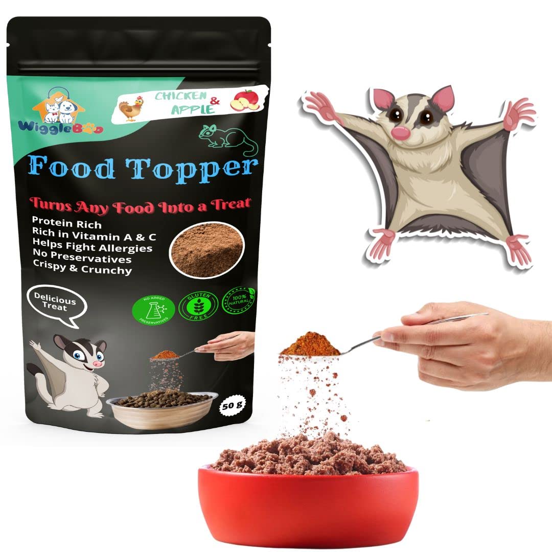WiggleBoo Magical Sugar Glider Food Topper || Joy of Best Taste || Chicken & Apple Flavour || Grain Free & Protein Rich || Super Energy Food || 50g