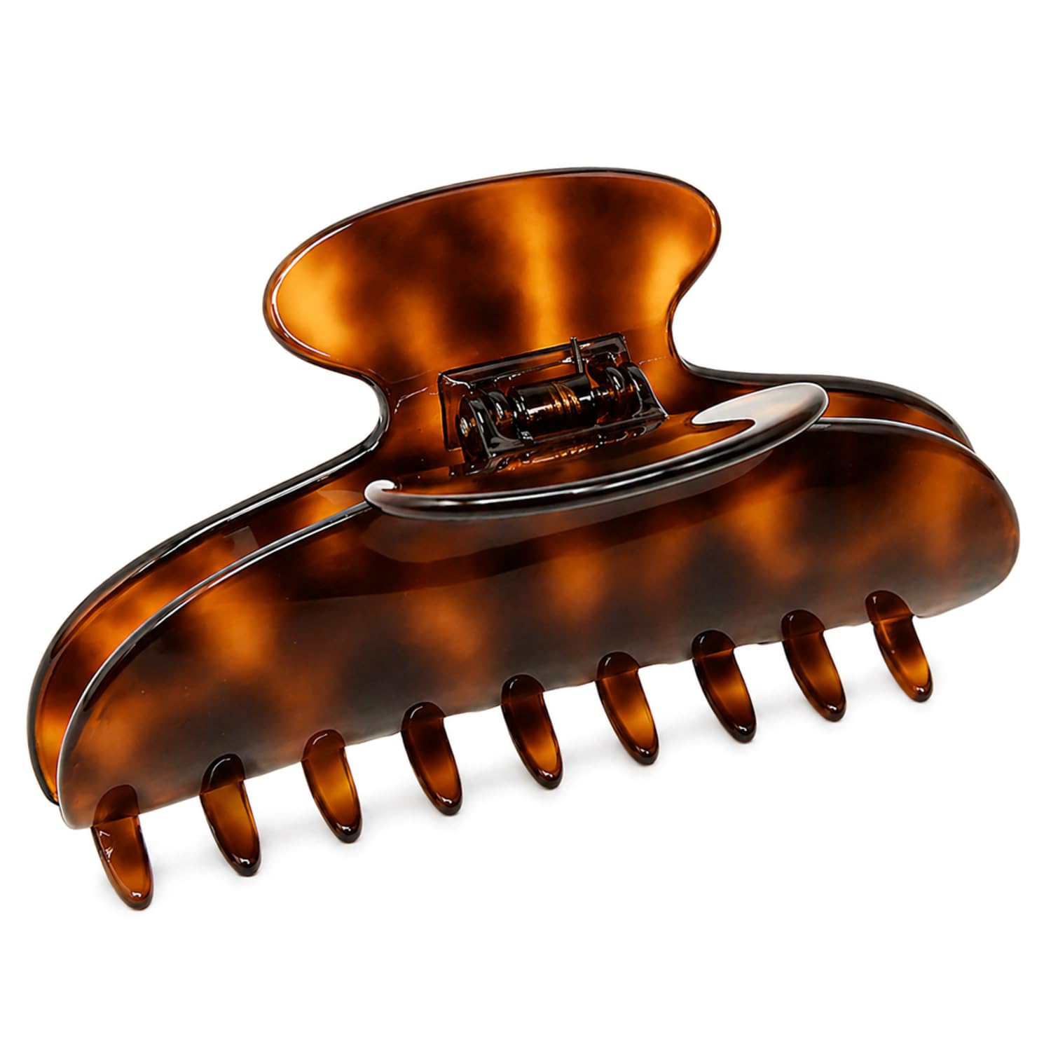 French Amie Clip ovale sottile grande 1,1 cm fatto a mano in celluloide ad incastro forte tenuta antiscivolo per capelli a forma di mascella per donne e ragazze, prodotto in Francia (Shell)