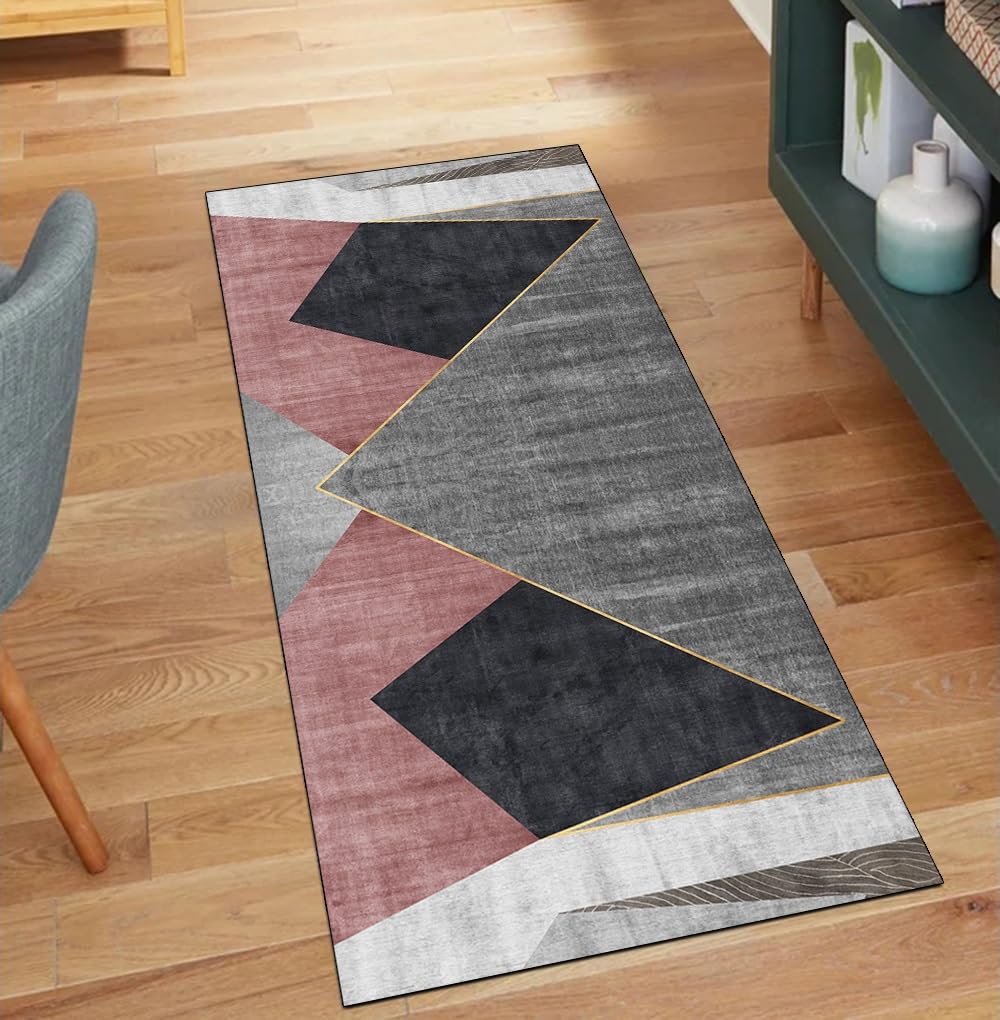 Alfombra de cocina rosa 60x250 cm pasillo lavable y antideslizante