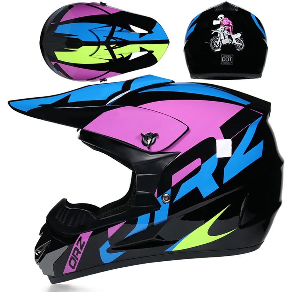 Casco de Motocross Para Moto de Cross, con Gafas, Guantes, Mascarilla, Casco de Calle Todoterreno Para Motocross Juvenil, Casco de Motocicleta Integral Para Adultos, Casco Atv Bmx Cuesta Abajo