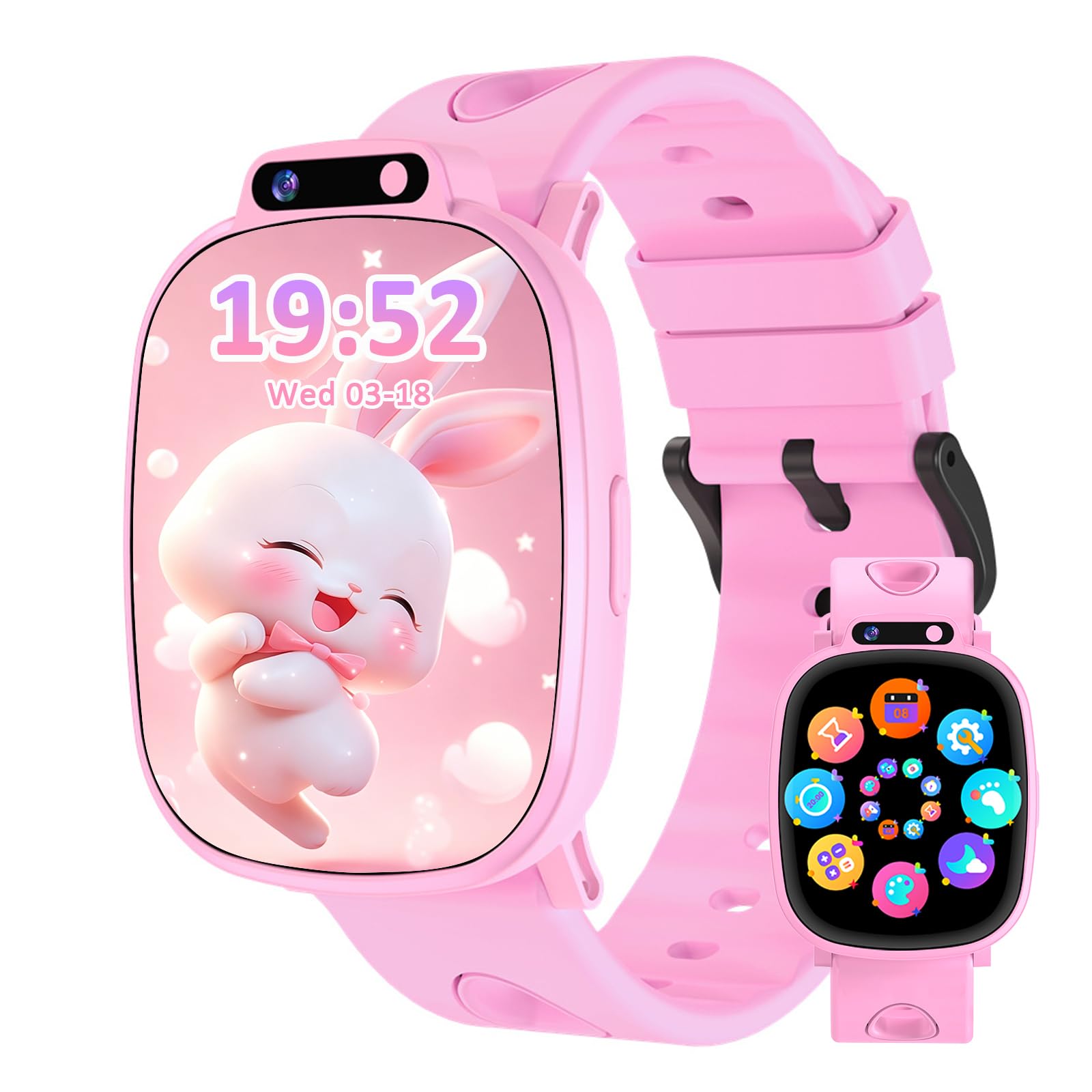 Reloj Inteligente Niño con Pantalla de 1,9", 18 Juegos, Monitor de Sueño, Podómetro, Cámara, Linterna, Smartwatch para Niñas y Niños y Adolescentes sin App ni Tarjeta SIM
