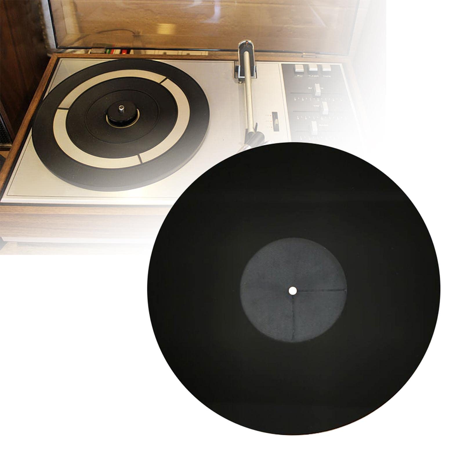 Set di 2 tappetini per giradischi in acrilico da 30,5 cm, per giradischi in vinile, nero, diametro: 29,5 cm