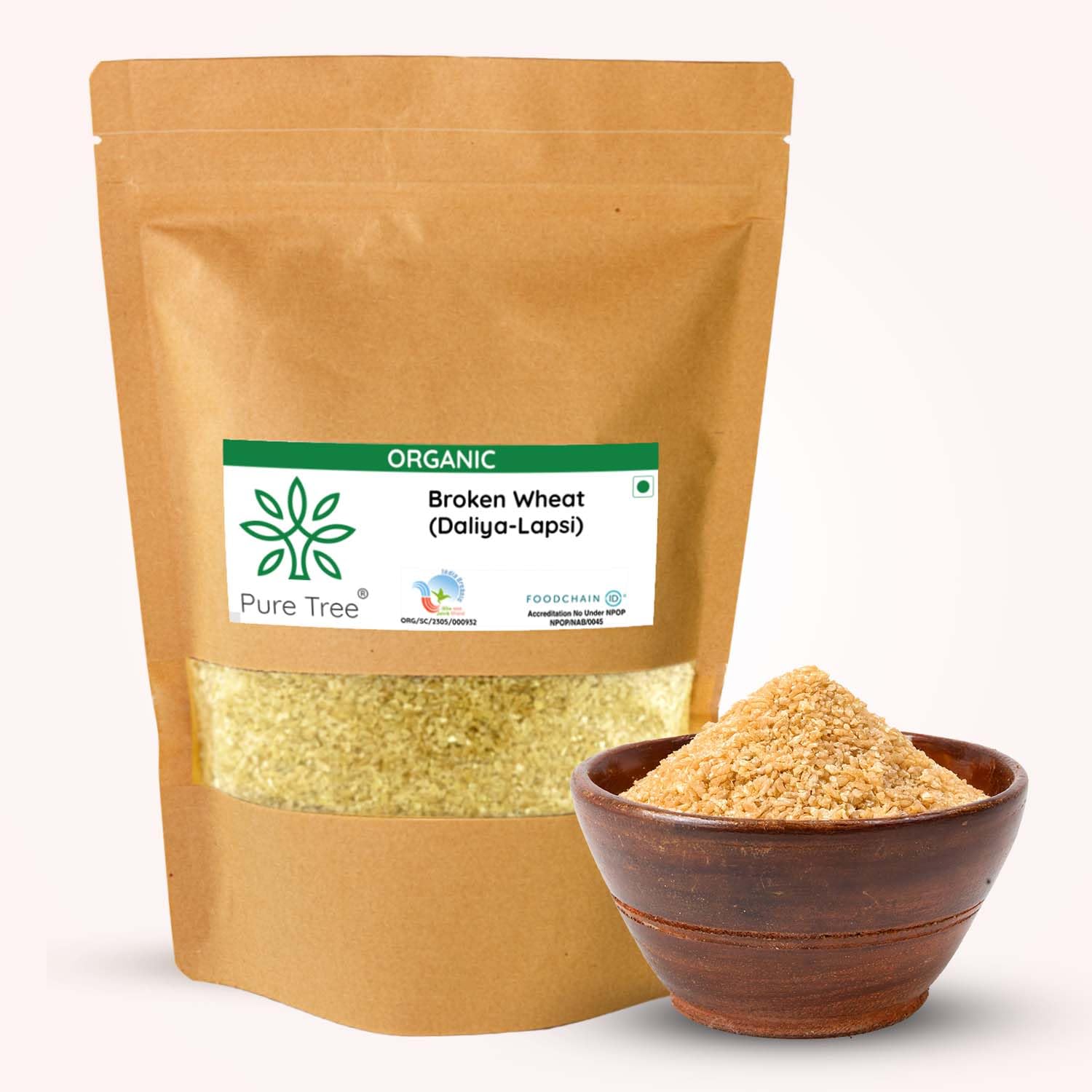 Certified Organic Wheat Daliya lapsi | 350 g | Broken Bulgur Wheat | Godhuma Daliya | Gehoon | For Upma, Porridge, Khichdi