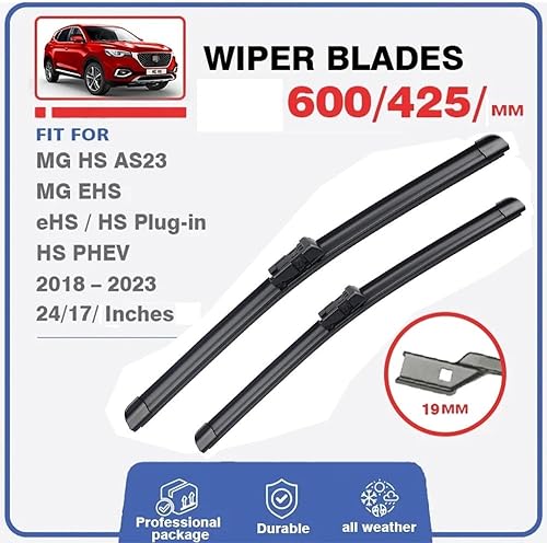 Miniatura 2 de Limpiaparabrisas delantero compatible con MG HS MGHS EHS 2019-2024 limpiaparabrisas limpio ventana coche lluvia cepillos 24 pulgadas + 17 pulgadas