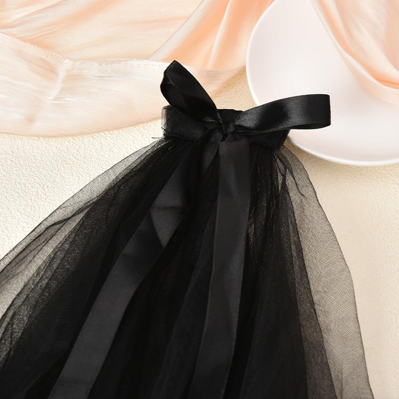 Amazon.com: Bridal Veils for Wedding Hair Bow Veil Black  display picture 3