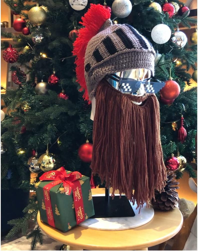 Creative Barbarian Knit Beard Hat Funny Knit Cap Wig Beanie Hats for Men Women - Image 6
