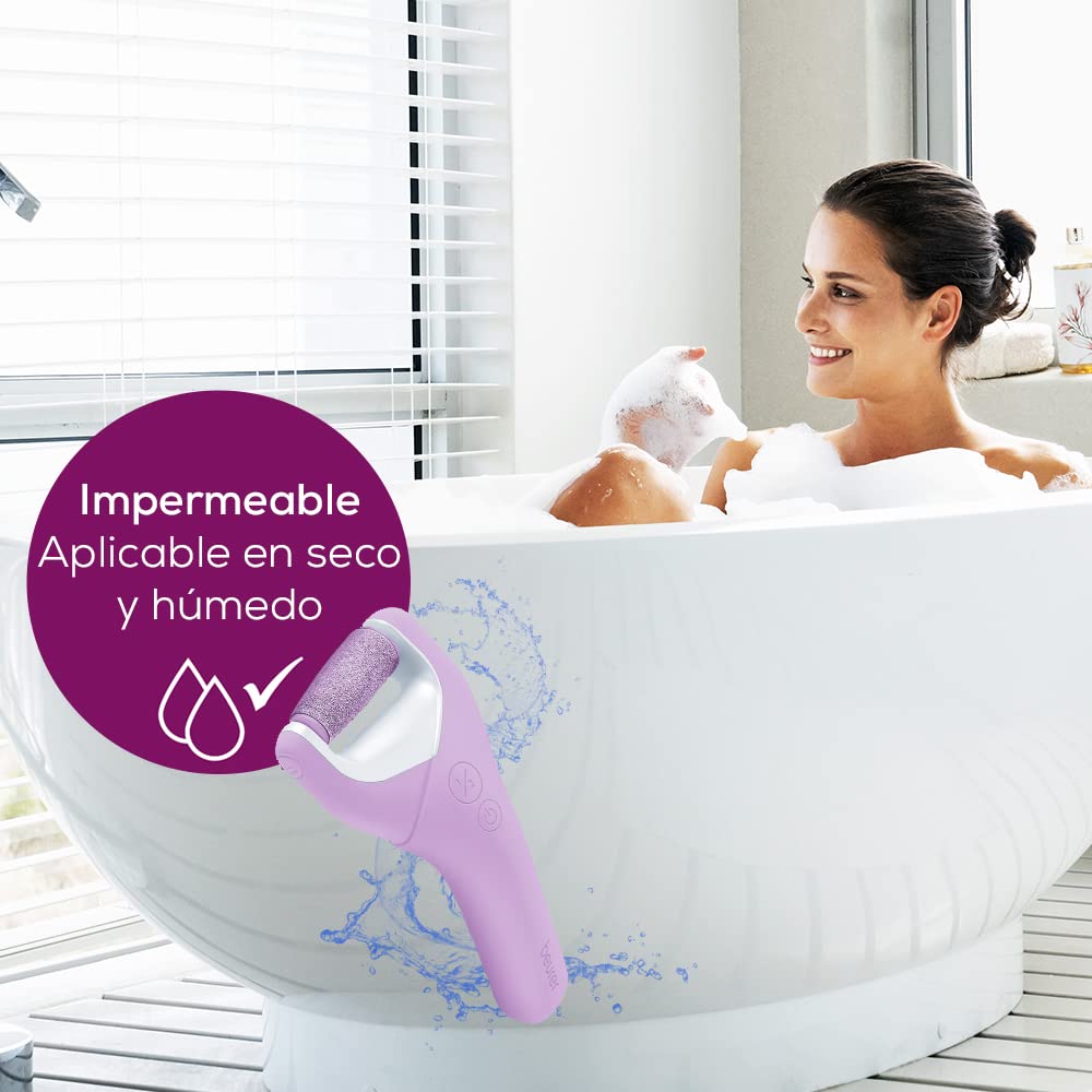 Beurer MP 59 Eliminador de durezas resistente al agua, lima eléctrica para callos con 2 velocidades, también adecuada para durezas fuertes, funcionamiento con pilas, para pies húmedos y secos
