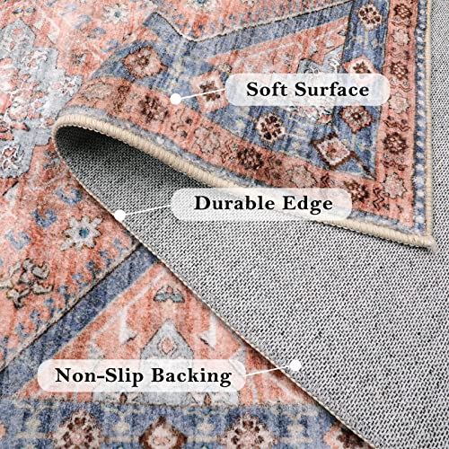 Lahome Vintage Washable Runner Rug - 2X6 Rug Runners For Hallways 6 Feet Geometric Non-Slip Kitchen Runner Rug Ultra-Thin Bathroom Runner Rugs For Entryway Laundry Bedroom (2X6Ft,Orange) #TOP3