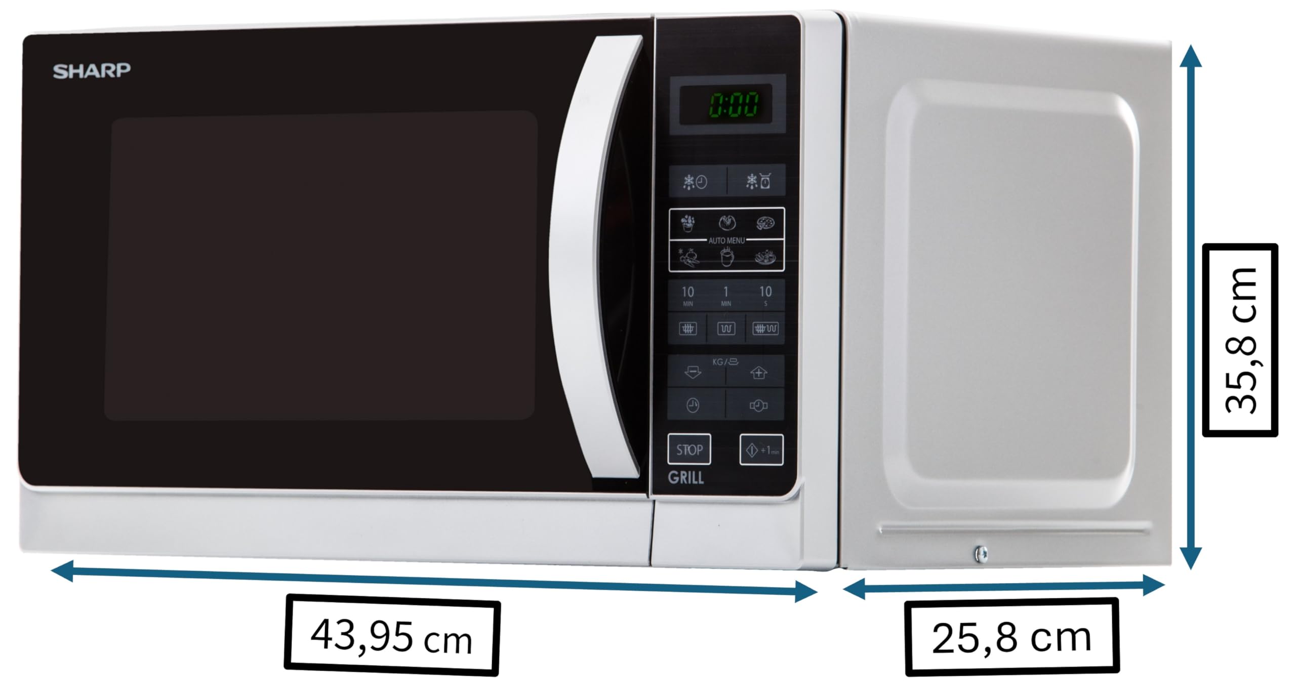 Sharp R642INW Mikrowelle 2-in-1 Grill-Kompakt-Mikrowellengerät mit Tageszeitanzeige und Kindersicherung