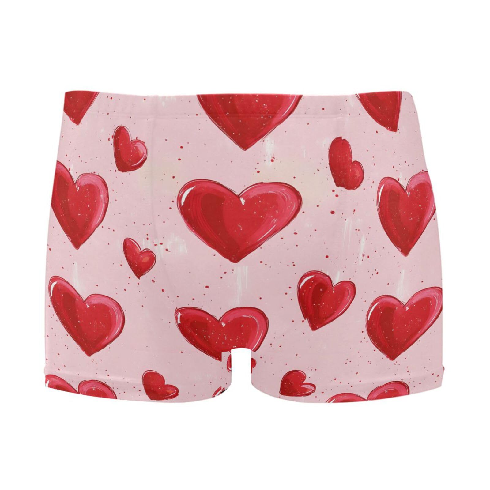 UMIRIKO Mens Swim Trunks Red and Pink Hearts Black Square Leg Swimwear Bathing Suits Swimsuit for Men XL 202b9101