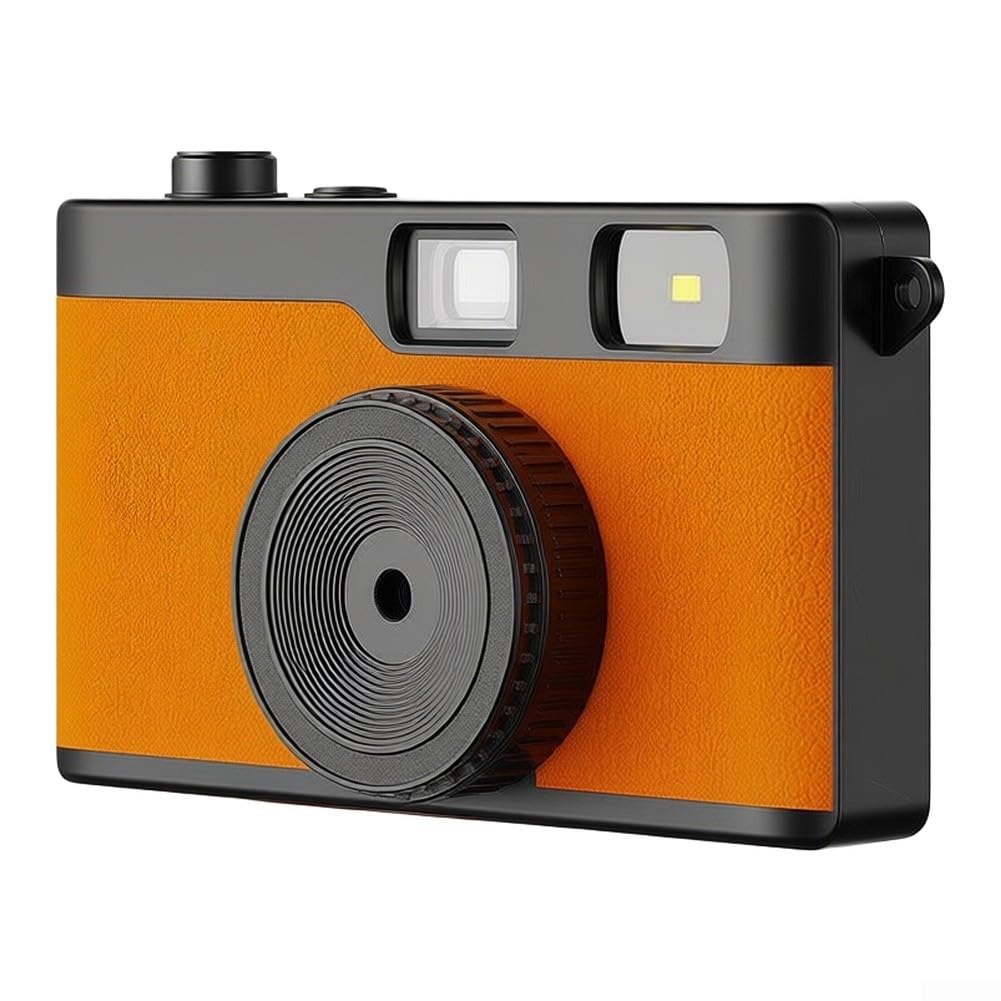 Fotocamera digitale vintage - Fotocamera digitale retrò da 12 MP, fotocamera vintage senza schermo, fotocamera compatta per principianti (arancione)