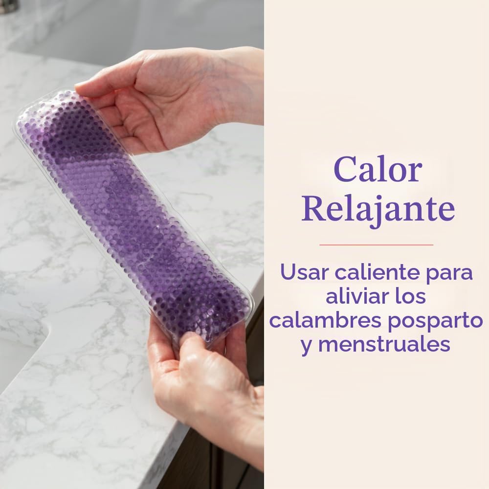 Lansinoh Almohadillas para calor y frío para artículos esenciales posparto, color morado, 2 unidades