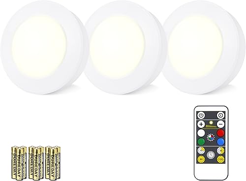 Miniatura 11 de Luces LED inalámbricas de disco con control remoto (paquete de 6), luces para debajo del gabinete, luz que cambia de color, luz regulable para