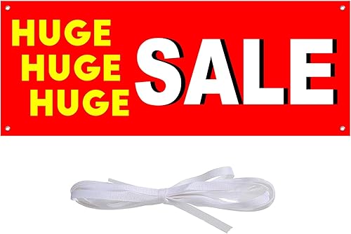 Cartel de venta enorme extra grande, 96.5 x 37.4 pulgadas, duradero, enorme venta con cuerda, poliéster  Vinilo resistente de una cara con ojales de