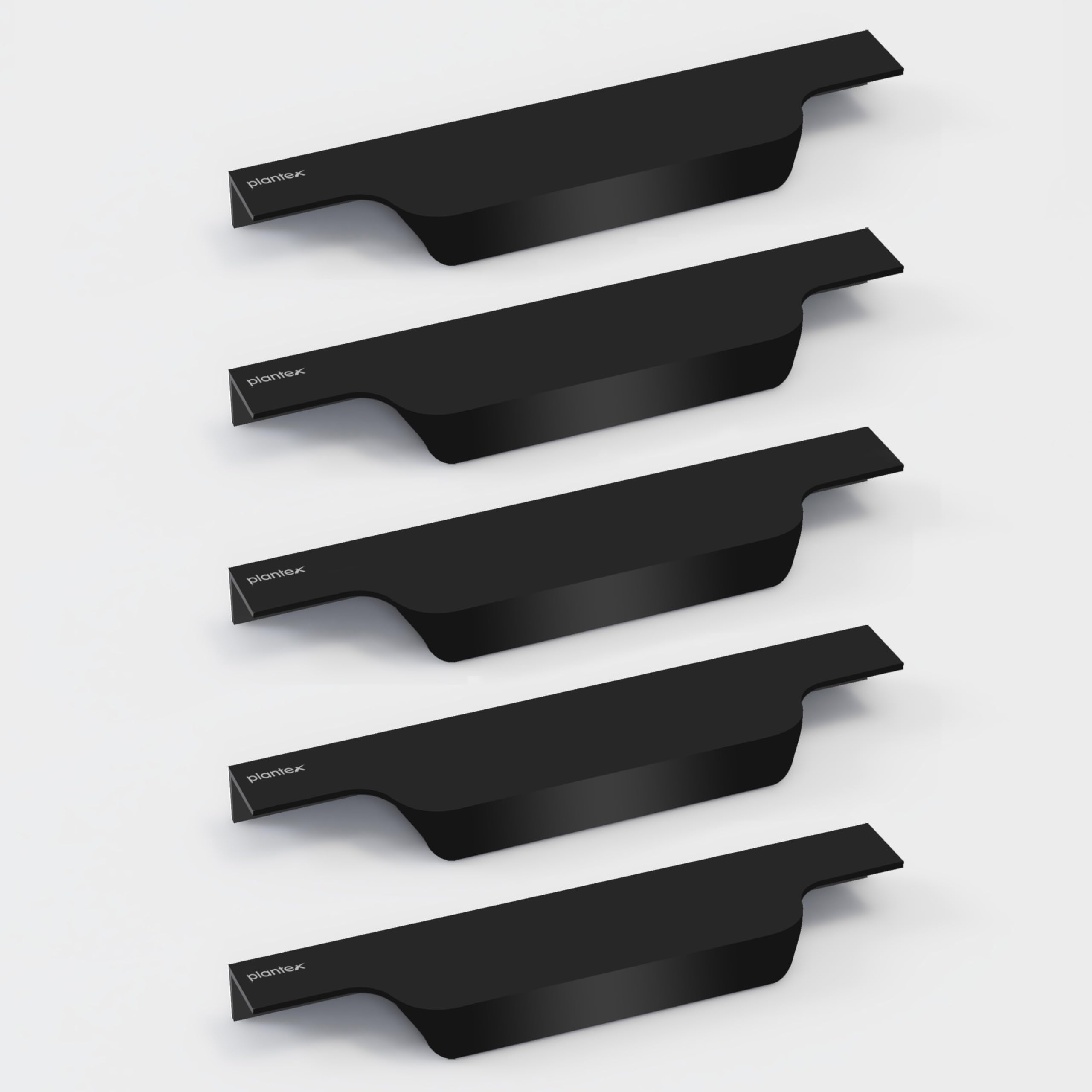 Plantex Profile Handle for Kitchen Cabinet/8 Inch Aluminium Drawer Profile Handle/Wardrobe Pull Handle for Home/Office/Hotel - Pack of 5 (Black)