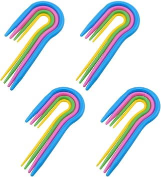 VAKTOK ABS Plastic Cable Needles for Knitting & Crocheting - U-Shaped Mixed Color Holders - 16PCS
