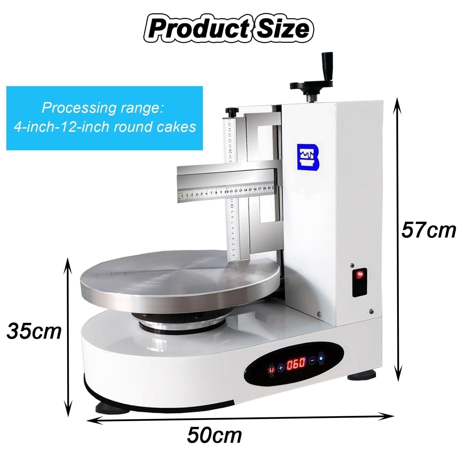 Máquina automática for glaseado de pasteles de 4 a 12 pulgadas, máquina for cubrir y esparcir crema de mantequilla for pasteles redondos con plato giratorio de velocidad ajustable de 35 cm for decorac