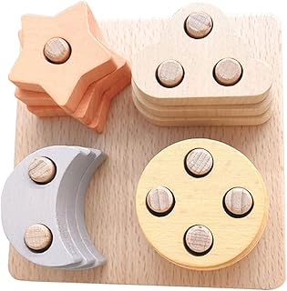 ibasenice 1 Conjunto De Colunas Empilhamento Brinquedos Brinquedos De Madeira Brinquedos Montessori Forma Classificador Brinquedos Blocos Coloridos Empilhamento Blocos De Madeira Lua As
