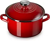 Le Creuset Panela pequena tradicional esmaltada em aço, 3,8 qt, cereja