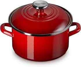 Le Creuset Panela pequena tradicional esmaltada em aço, 3,8 qt, cereja