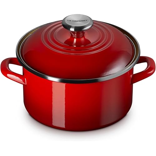 Le Creuset Enamel on Steel Traditional Petite Stockpot, 3.8qt., Cerise