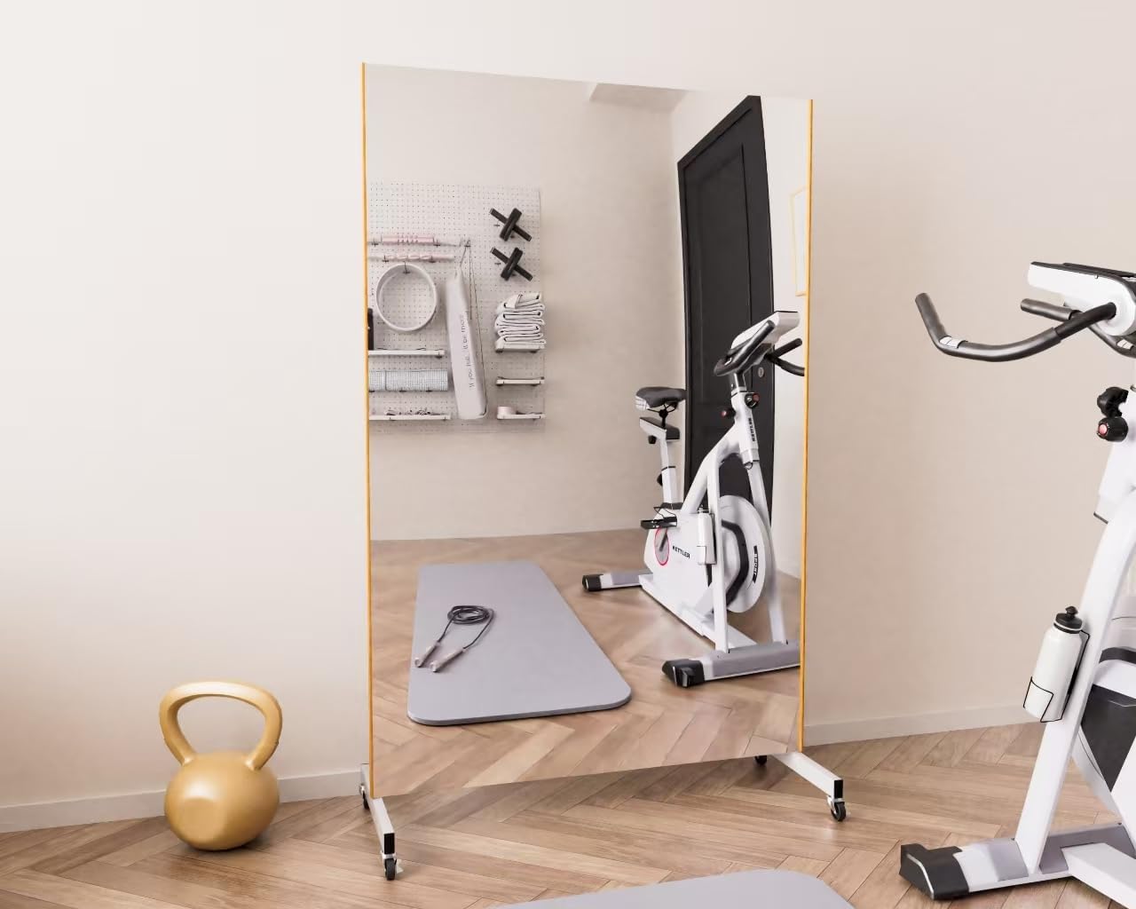 brisafe 71" X 31" Oversized Mirror on Wheels Black Glassless 360°Huge Dancing Rolling Dance Studio Full Length Standing for Home Gym Workout Large (Black Rolling Mirror 71" X 31", Large)
