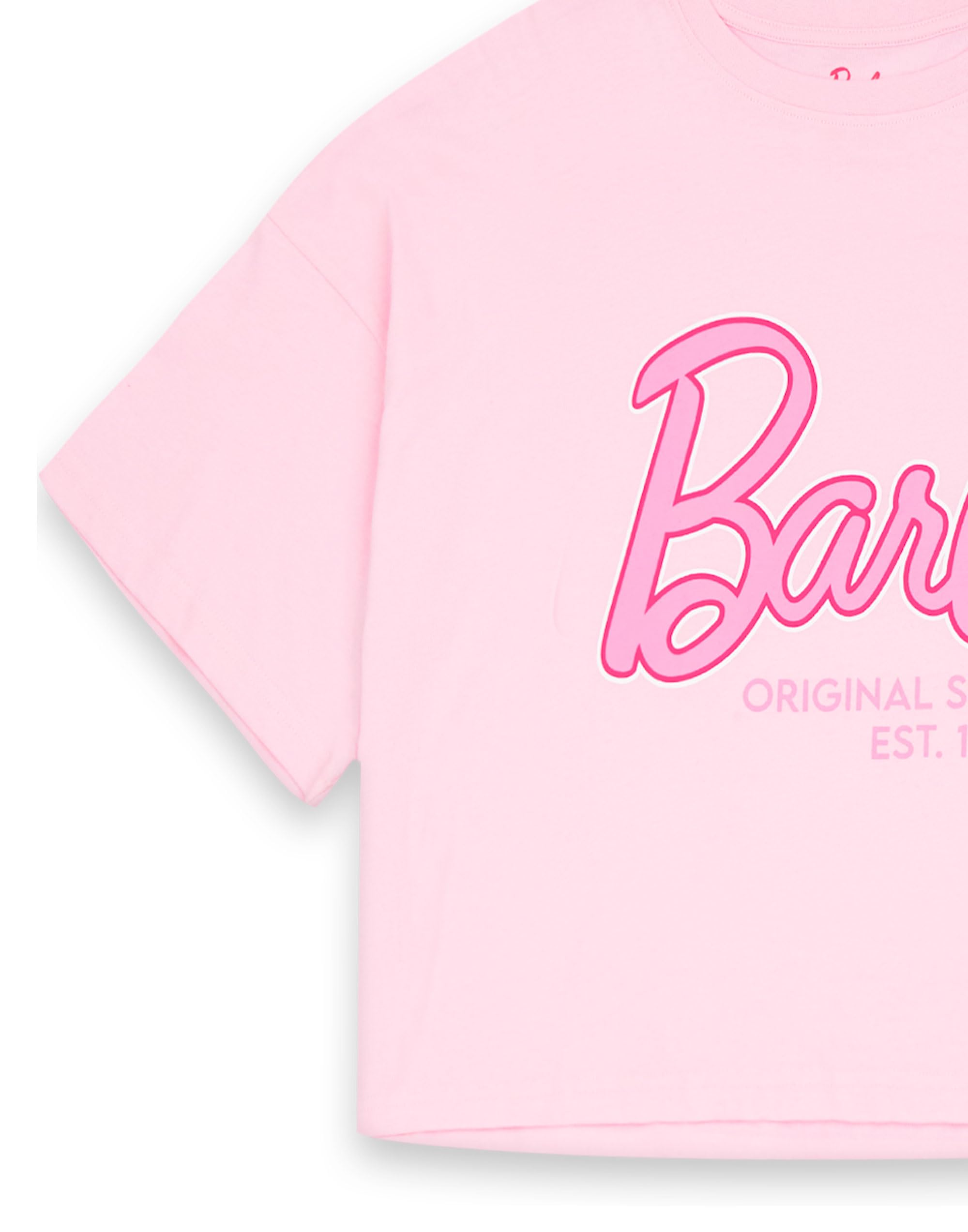 Barbie Damska piżama w kolorze różowym, damska koszulka z krótkim rękawem z grafiką i długimi nogawkami na całej powierzchni z nadrukiem | Klasyczne logo ikona oryginalnego stylu | Odzież filmowa dla