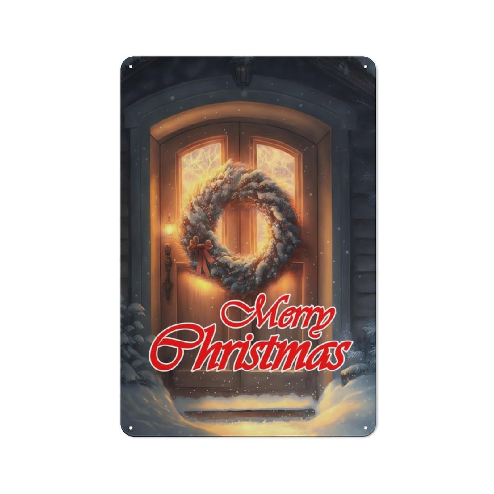 Junmoney Merry Christmas Rustic Tin Sign 30X20cm Featuring For Garage Wall, For Vintage Wall Decor Fans, For Home Office And Studio Walls