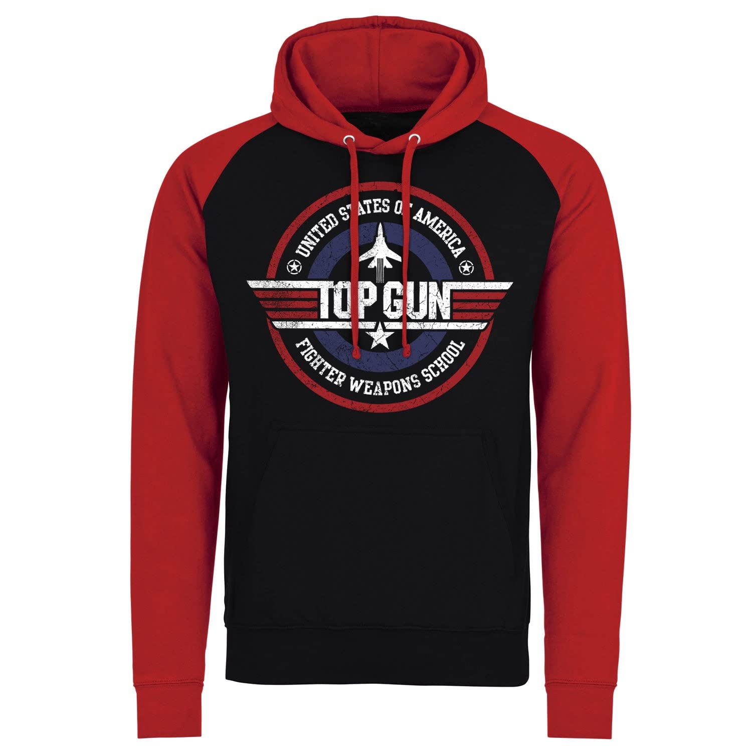 Difuzed Unisex Black-Red Top Gun Officially Licensed Fighter Weapons School Baseball Hoodie (Black-Red)