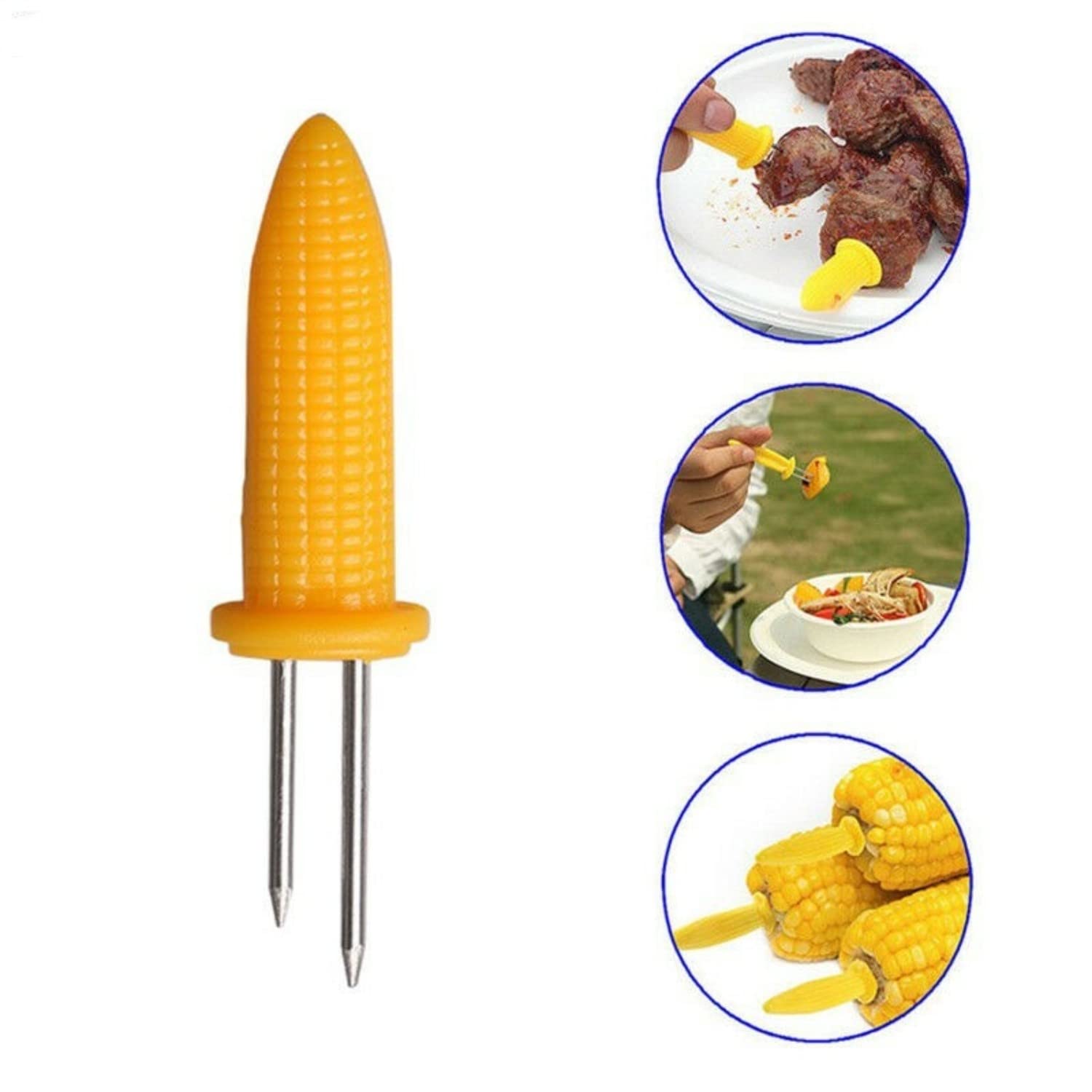 20 szt. szpikulce kukurydzy, ze stali nierdzewnej, widelce kukurydzy, stojak na kolby kukurydzy, stojak na szpikulce kukurydzy, do grilla, do domu, kuchni, grilla, owoców Forks, na Boże Narodzenie Maiskolbenspieße