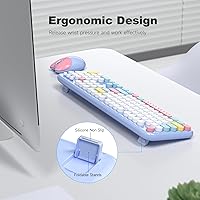 Vista 3 de Wireless Keyboard and Mouse Combo, 2.4G Retro Typewriter Keyboard with Number Pad and Cute Ambidextrous Wireless Mouse for Computer Laptop