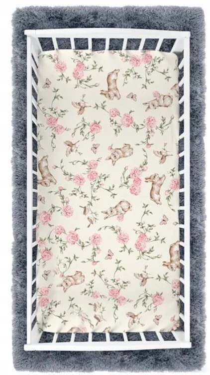 BABYMAM Baby Fitted Cot Bed Sheet Printed 100% Cotton Mattress 140x70cm Secret Garden