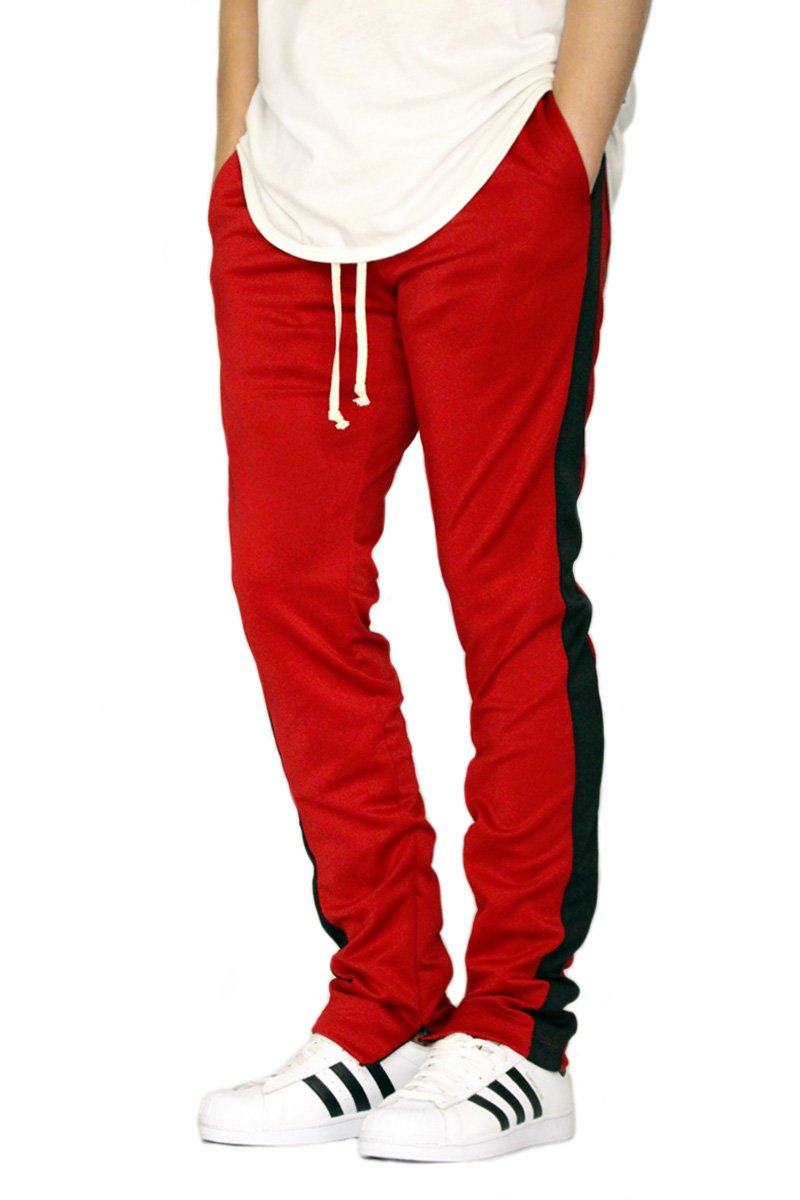 EPTM MEN'S RED/BLACK TECHNO TRACK ANKLE ZIPPER PANTS