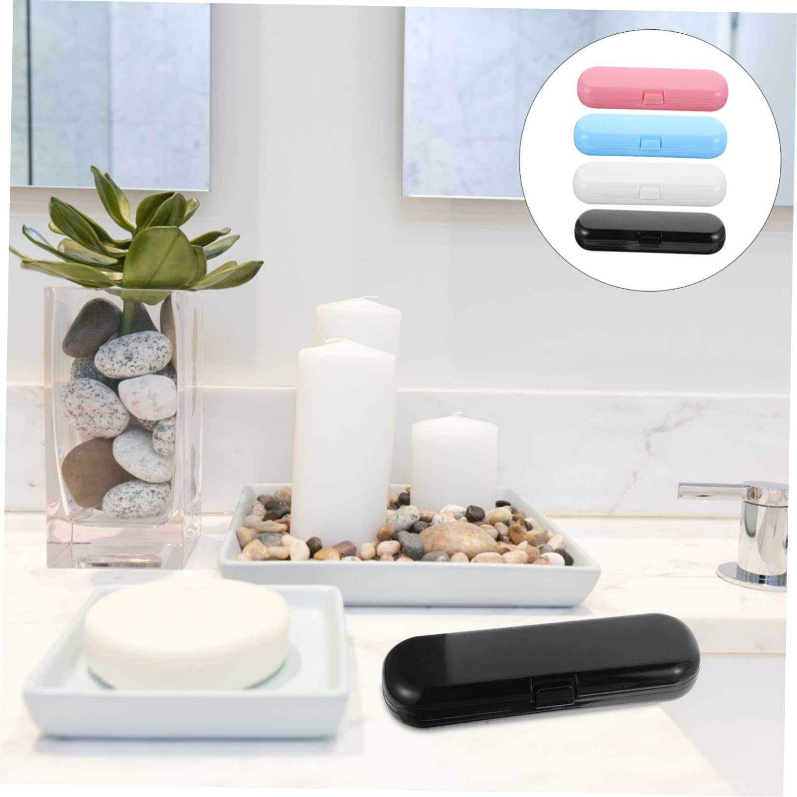 4 pezzi Astucci Portaspazzolino Impermeabili per Spazzolini Elettrici Organizer da Viaggio per Testine Custodie Resistenti Polvere e Batteri per Casa e Outdoor Nero Bianco Rosa