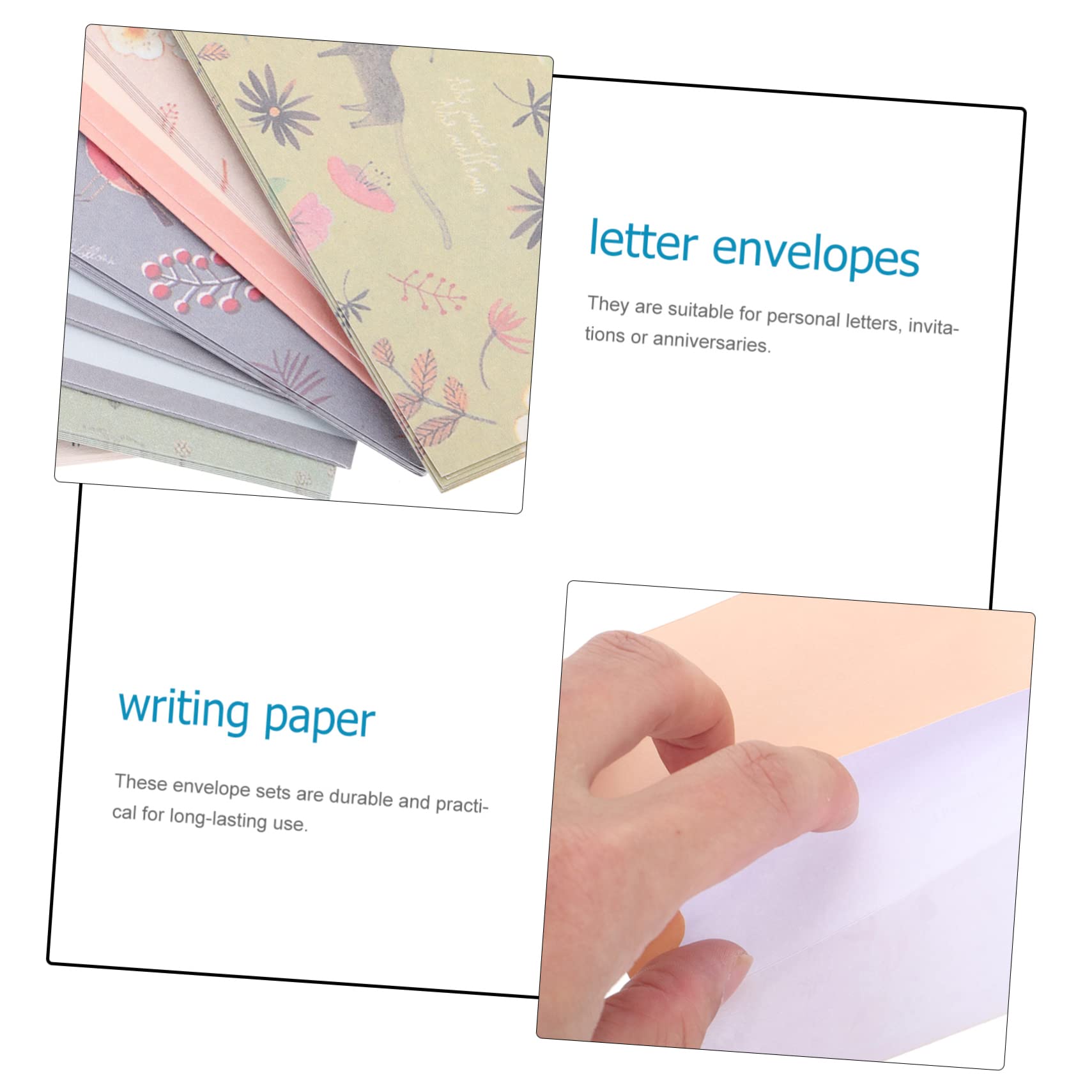 Set de Papier à Lettre A5 Enveloppes Vintage Motif Floral Lot de 5 Ensembles