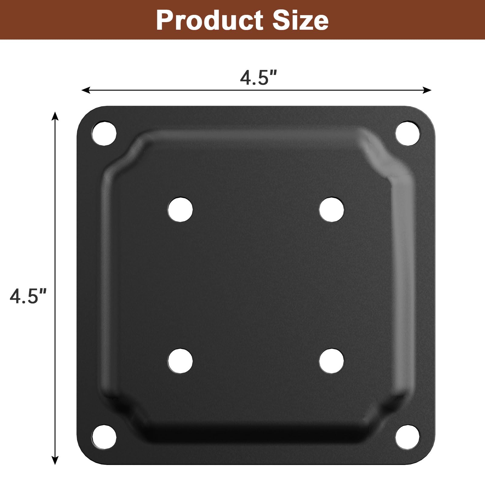 Conector de placa de poste de madera de 4 x 4 pulgadas, base de poste de cubierta con recubrimiento en polvo, base de anclaje de poste de valla de madera, base de soporte de barandilla de