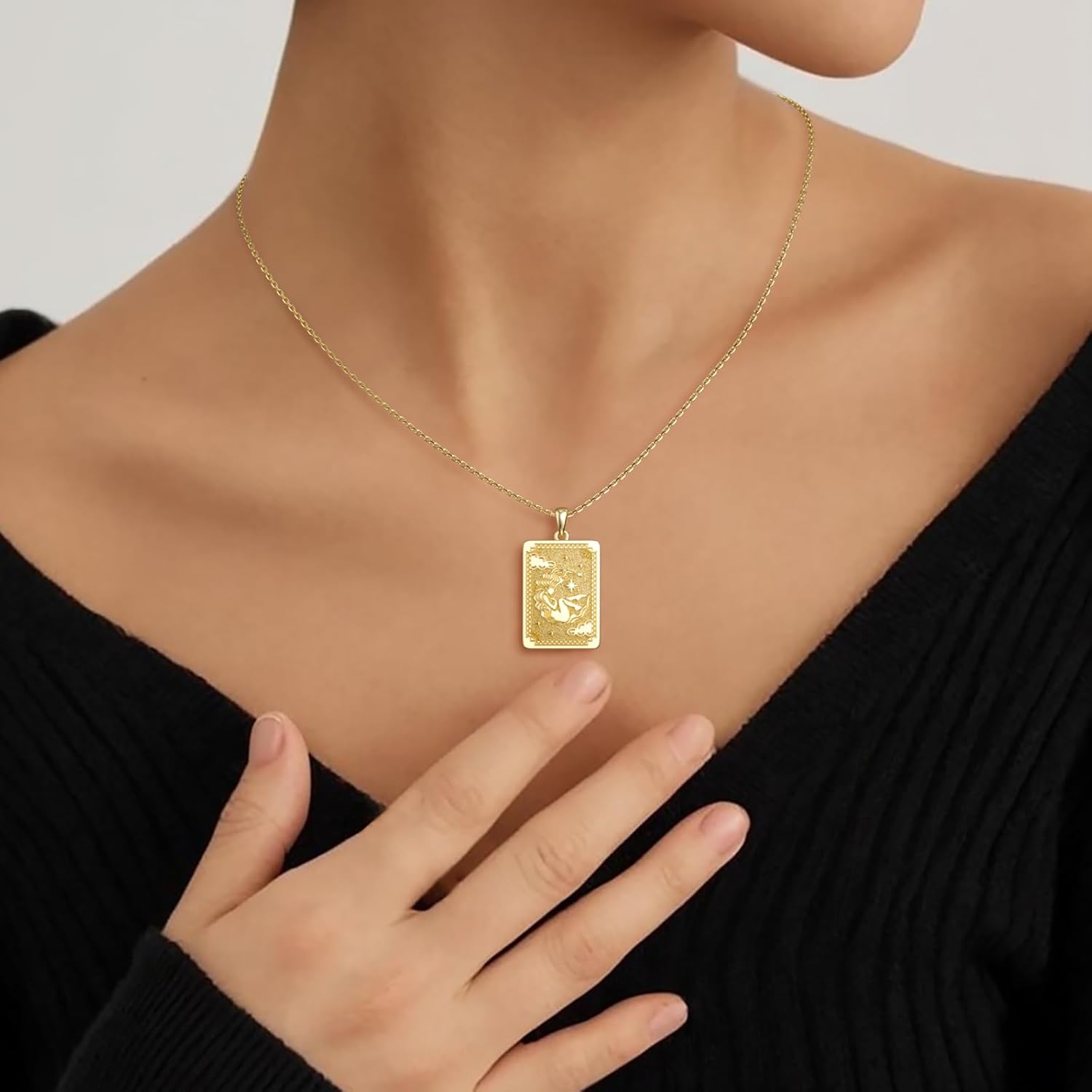 Christmas Gifts Tarot Card Necklace for Women 925 Sterling Silver The Moon Star Fool Strength Lovers Tarot Necklace Spiritual Jewelry Christmas Necklace for Her - Image 4