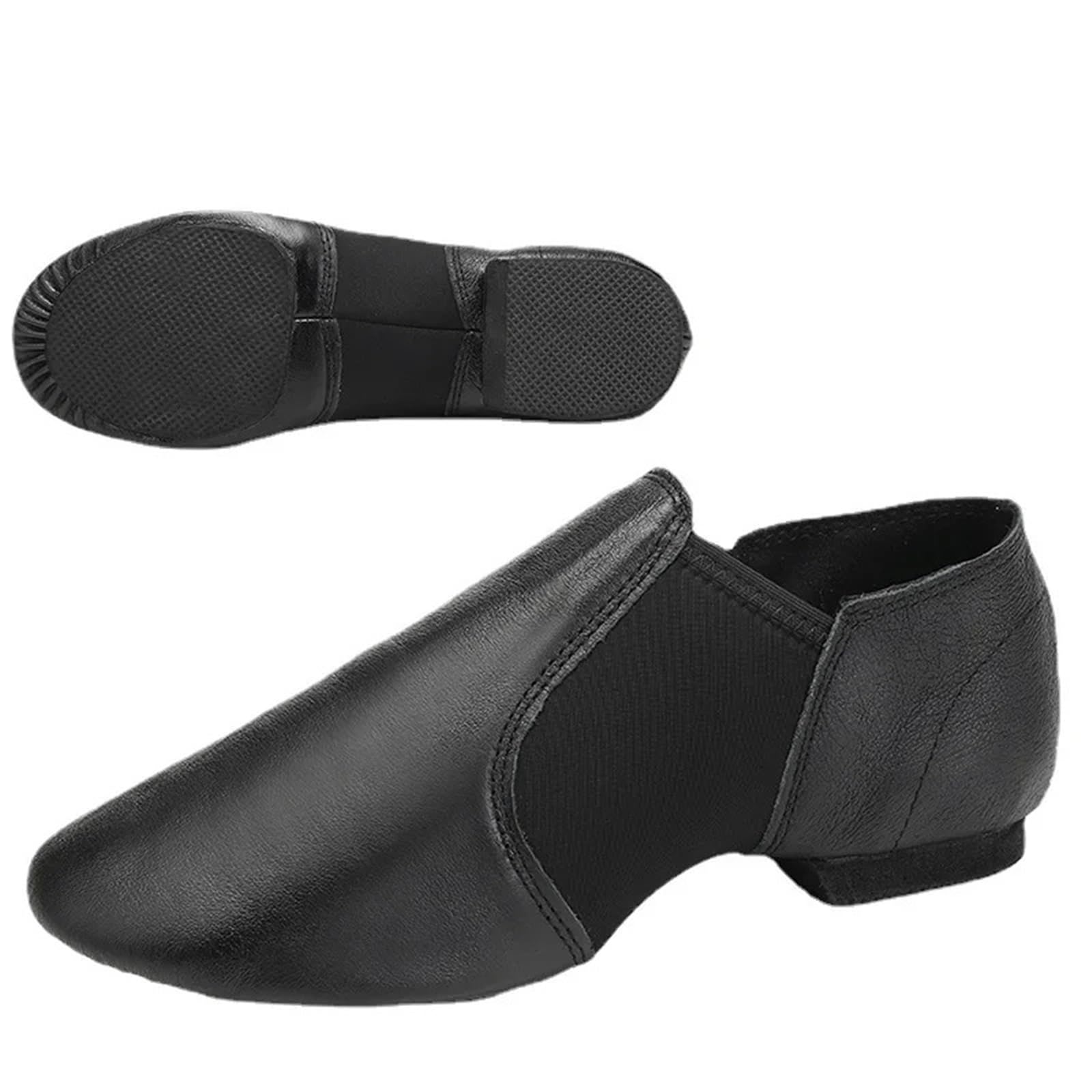 Ballettpantoffeln Jazz-Tanzschuhe for Damen, Hellbraun, Schwarz, rutschfeste Sohle, Jazz-Schuhe for Kleinkinder, Mädchen, Gymnastik, Unisex, Slip-on-Jazz(Black,34)