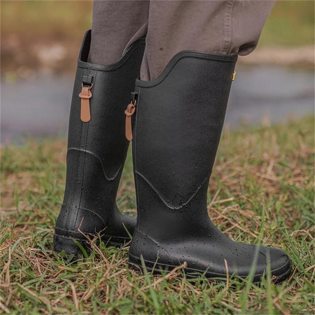 Unisex Waterproof Tall Rain Boots Stylish For Outdoor Camping With Flat Sole Cuffed Design Durable Galoshes