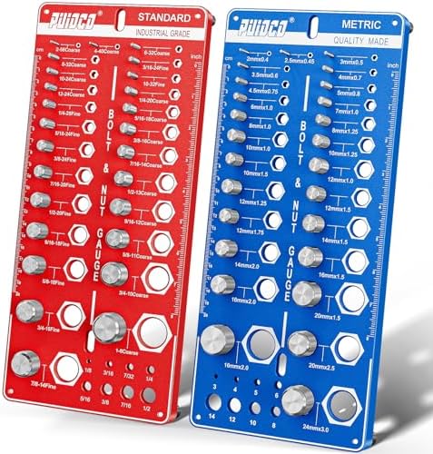 68 Nut and Bolt Thread Checker Standard and Metric, Screw Size and Thread Gauge with 26 SAE & 26 Metric & 16 Drill Bit Gauge, Bolt and Nut Identifier Gauge Bolt Size Finder for Quickly Identify