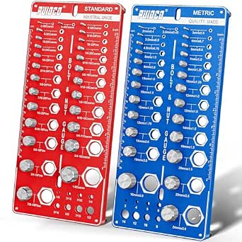 68 Nut and Bolt Thread Checker Standard and Metric, Screw Size and Thread Gauge with 26 SAE & 26 Metric & 16 Drill Bit Gauge, Bolt and Nut Identifier Gauge Bolt Size Finder for Quickly Identify