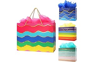 16" Extra Large Rainbow Gift Bags with Handles for Presents